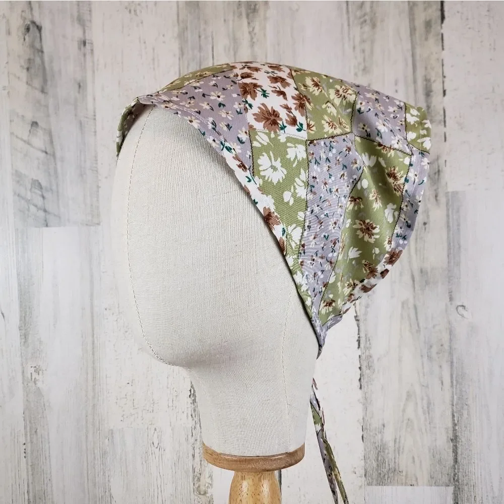 Quilted Pattern Cottagecore Granny Hair Scarf